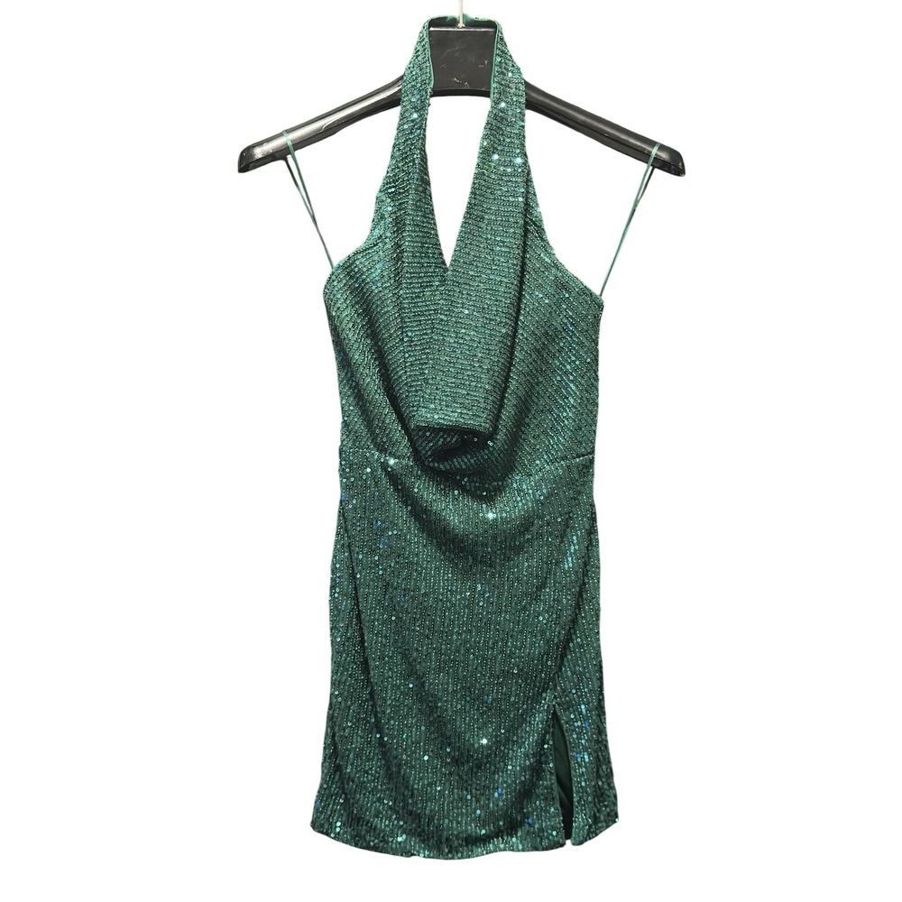 Size XS - FASHION NOVA Amara Sequin Mini Dress Green